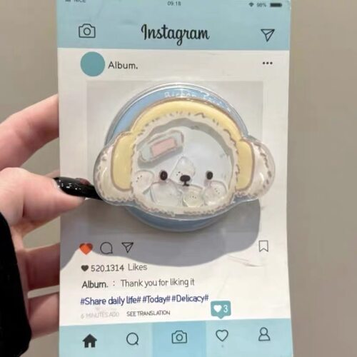 戴耳机狗狗摇摇乐磁吸支架适用 MagSafe手机强力磁吸伸缩支架桌面