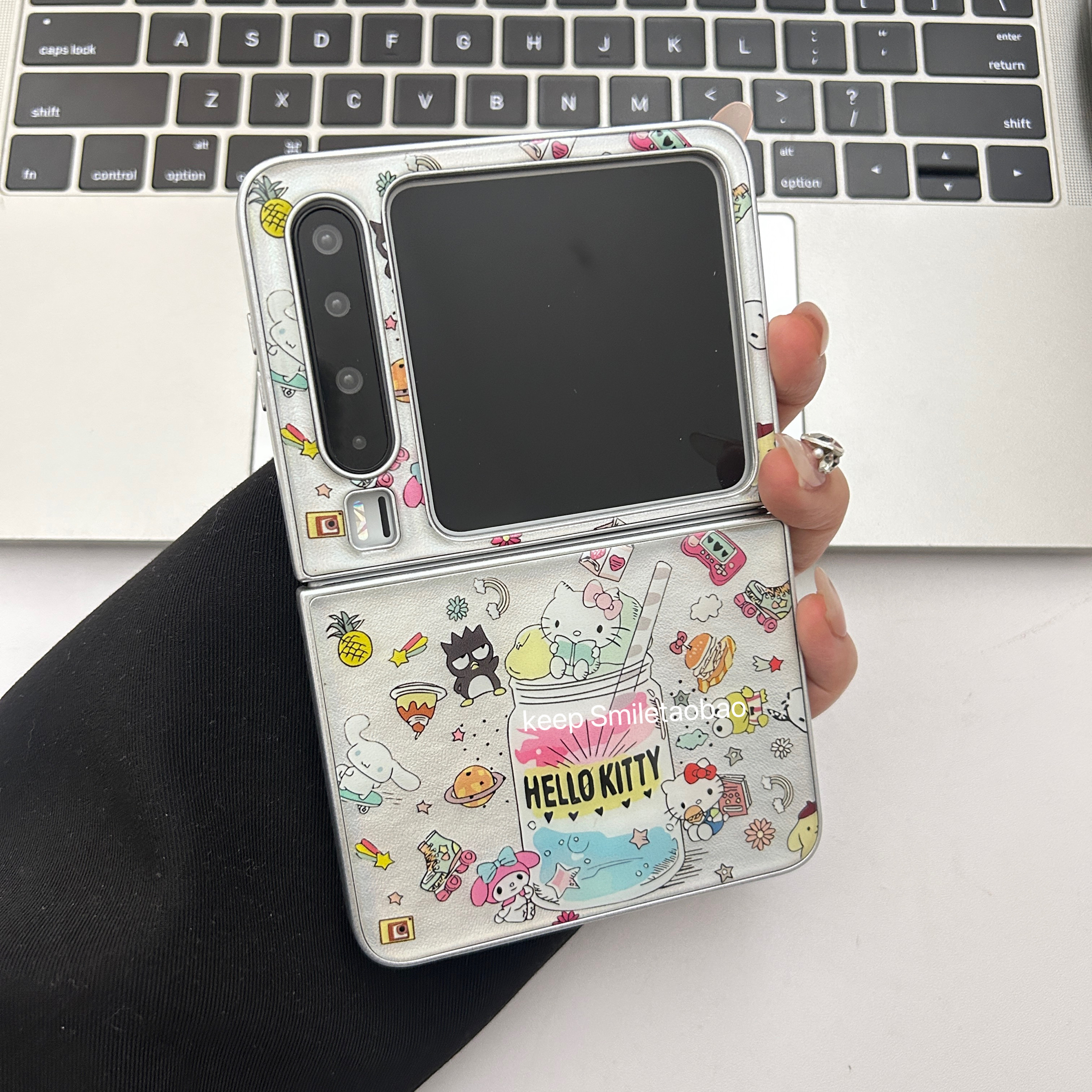 趣味卡通甜品饮料瓶猫咪适用适用华为PuraX手机壳小米mixflip折叠屏pokcet2手机壳三星zflip6/5硬壳滴胶新款