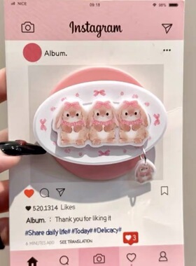 立体兔子粉蝴蝶结磁吸支架适用 MagSafe手机强力磁吸伸缩支架桌面