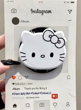 黑色线条猫咪头像磁吸支架适用 MagSafe手机强力磁吸伸缩支架桌面