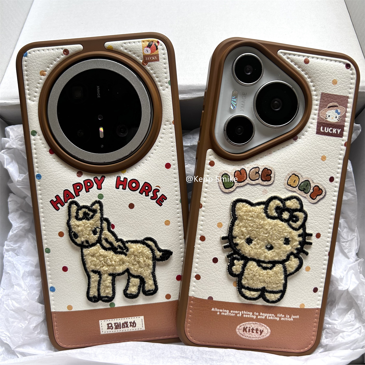 可爱卡通彩色波点刺绣kt猫小马适用华为mate70pro+手机壳mate60pro保护套pura80ppro鼓包皮纹p70pro女款m60