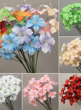 仿真花萱草百合婚礼婚庆装饰假花商场橱窗布景道具路引拱门装饰