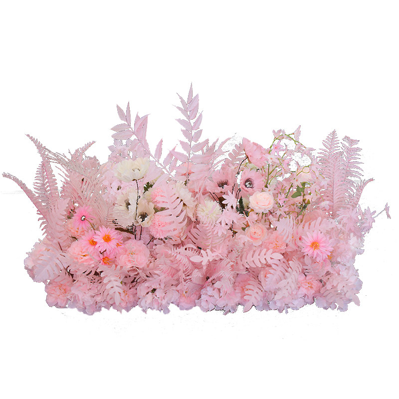 粉色甜美系婚庆花艺婚礼成品花t台舞台迎宾地排花花点路引花角花