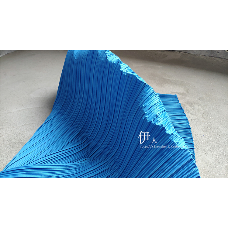 硬挺星际布 百褶蓝三宅一生直量布 特殊造型压褶柔软褶皱仿棉麻布