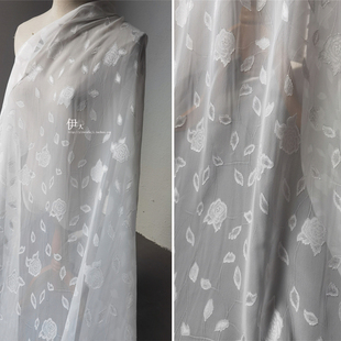 小清新竹叶碎片布 柔软雪纺半透裙子婚庆装饰布 连衣裙衬衫衣面料