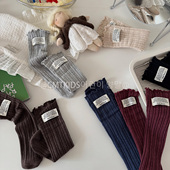 包邮 秋季 女童纯棉韩版 满2双 布标直版 中筒袜儿童堆堆袜宝宝小腿袜