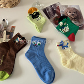 5双装 2026春夏儿童薄棉网眼卡通短袜男女宝宝透气无骨棉袜宝宝袜