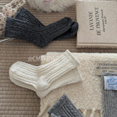 3双装 冬季 女童纯色百搭加厚羊毛中筒袜儿童麻花保暖袜子潮童袜子