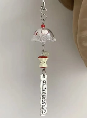 【Blessed红平果风铃】红色手机链平安挂件diy手工可爱咕本链卡册