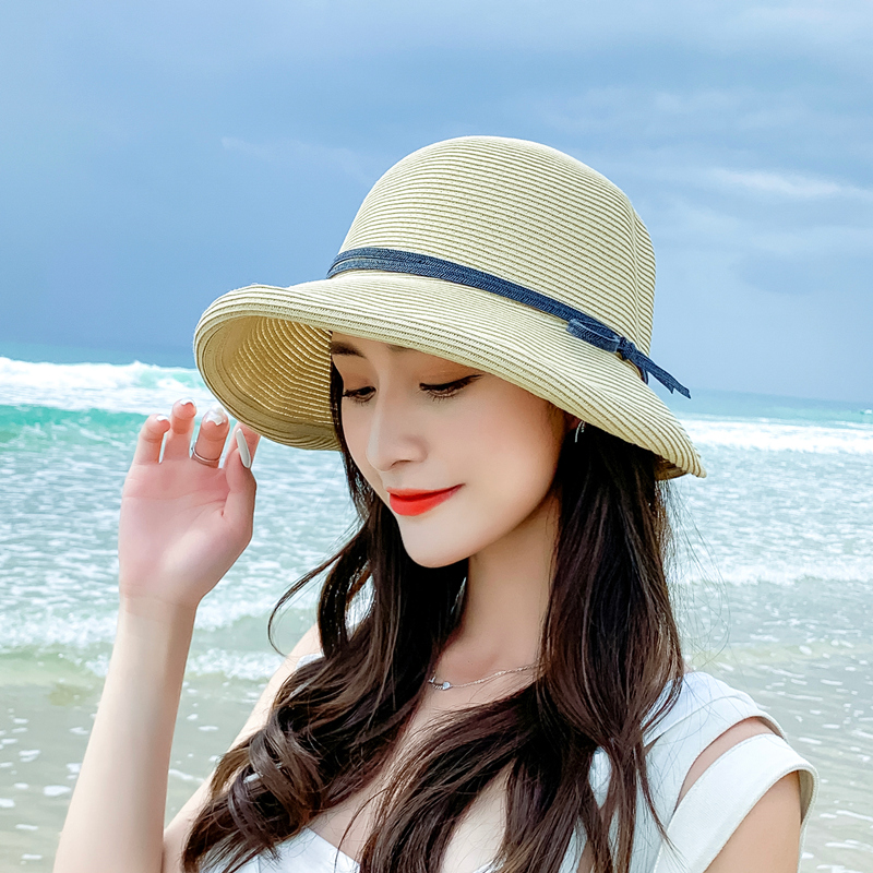 草帽赫本风沙滩日系百搭遮阳帽子