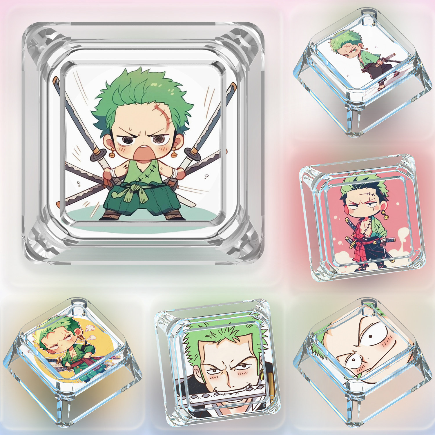 海贼王索隆键帽单个卡通热血Q版搞怪客制热插拔机械键盘透光键帽