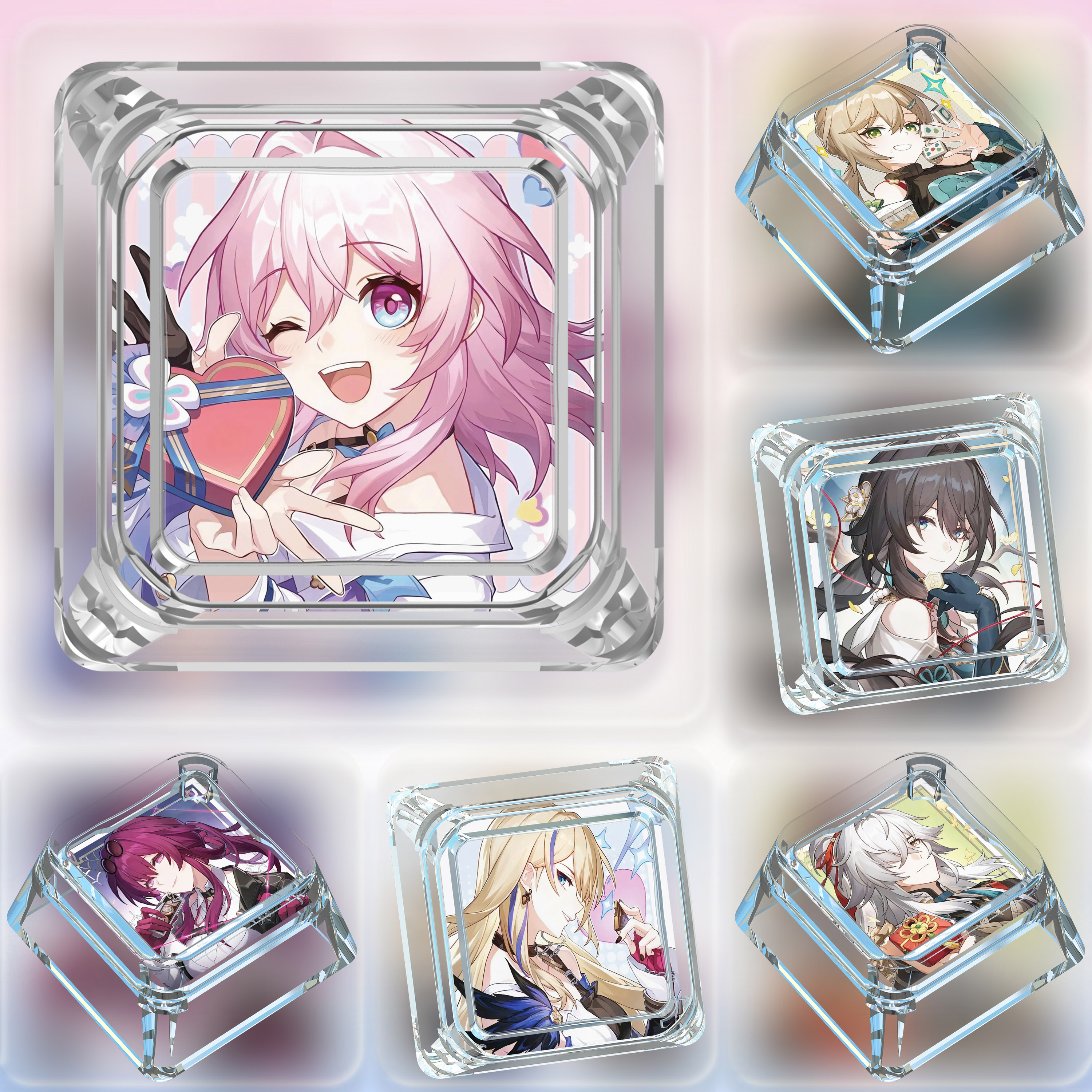 个性键帽崩坏3三月七可爱键帽单个卡芙卡可爱表情机械键盘键帽