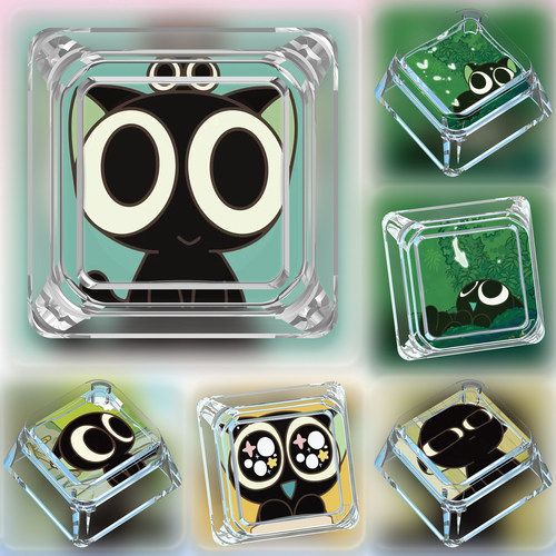 创意键帽单个卡通十字轴罗小黑战记机械键盘wooting透明透光键帽