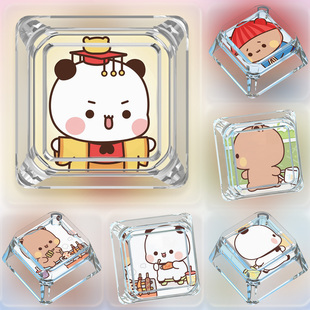 一二布布键帽单个卡通可爱Q萌十字轴情侣机械键盘PC透明方形键帽