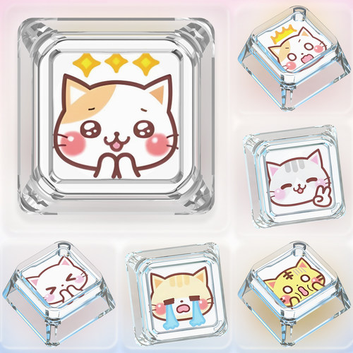 单个可爱ESC键古早小猫表情包械键盘十字轴节日礼盒透光PC键帽