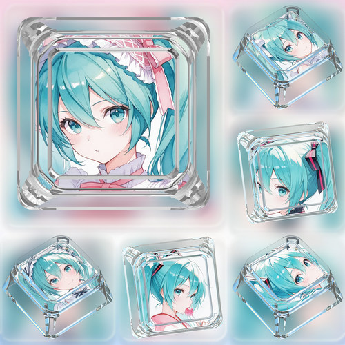 初音限定表情包键帽单个可爱十字轴卡通动漫二次元风透明机械键盘