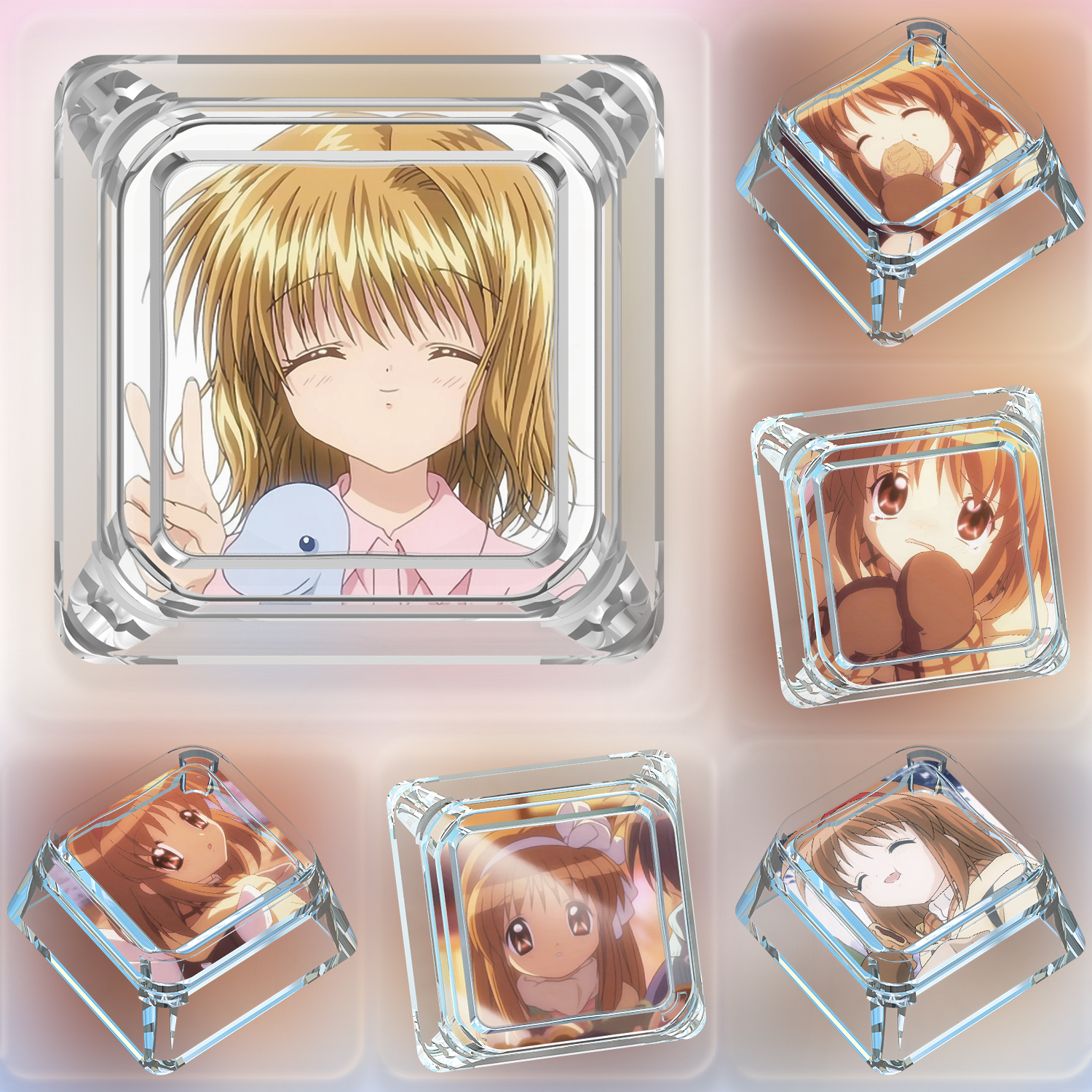 雪之少女月宫亚由键帽单个卡通可爱十字轴客制机械键盘透明PC键帽