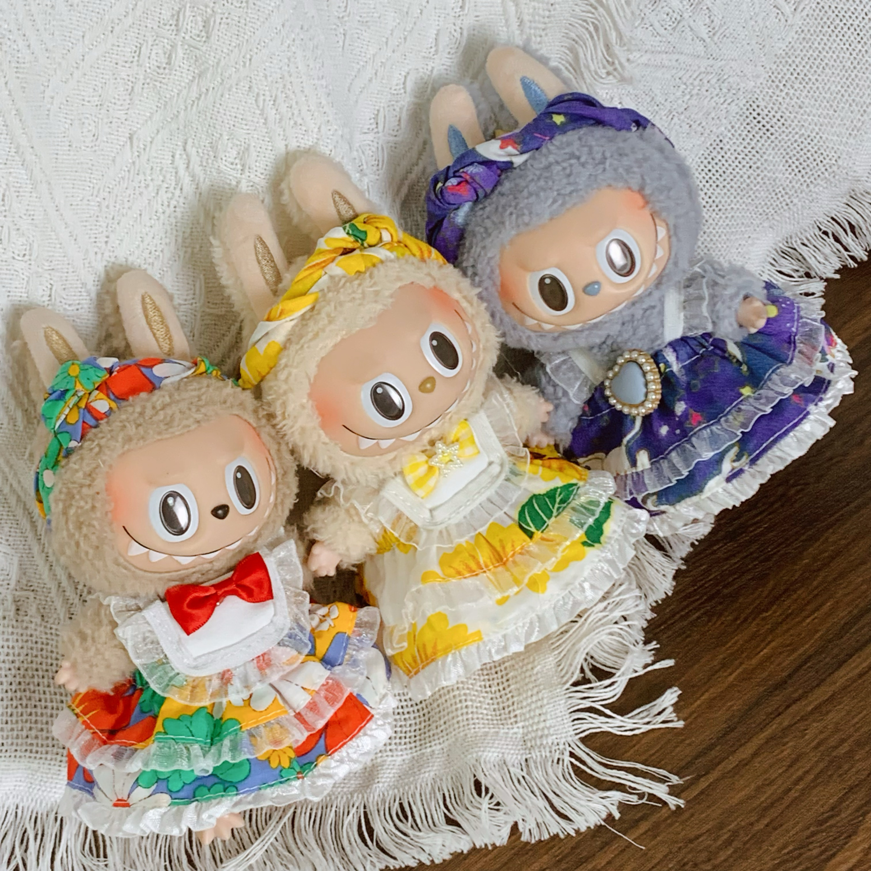 POPMART拉布布衣服17cm挂件款搪胶labubu毛绒玩偶公仔换装着替裙