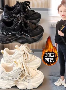 ABC defier棉鞋女童运动鞋2025秋冬儿童二棉鞋加绒软底老爹鞋黑色