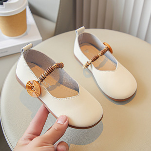 abc defier女童小皮鞋汉服百搭公主鞋子超软底浅口鞋真皮女孩单鞋