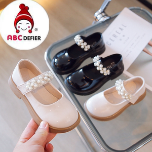 ABC defier女童黑色小皮鞋软底春秋新款小学生演出珍珠款公主鞋夏