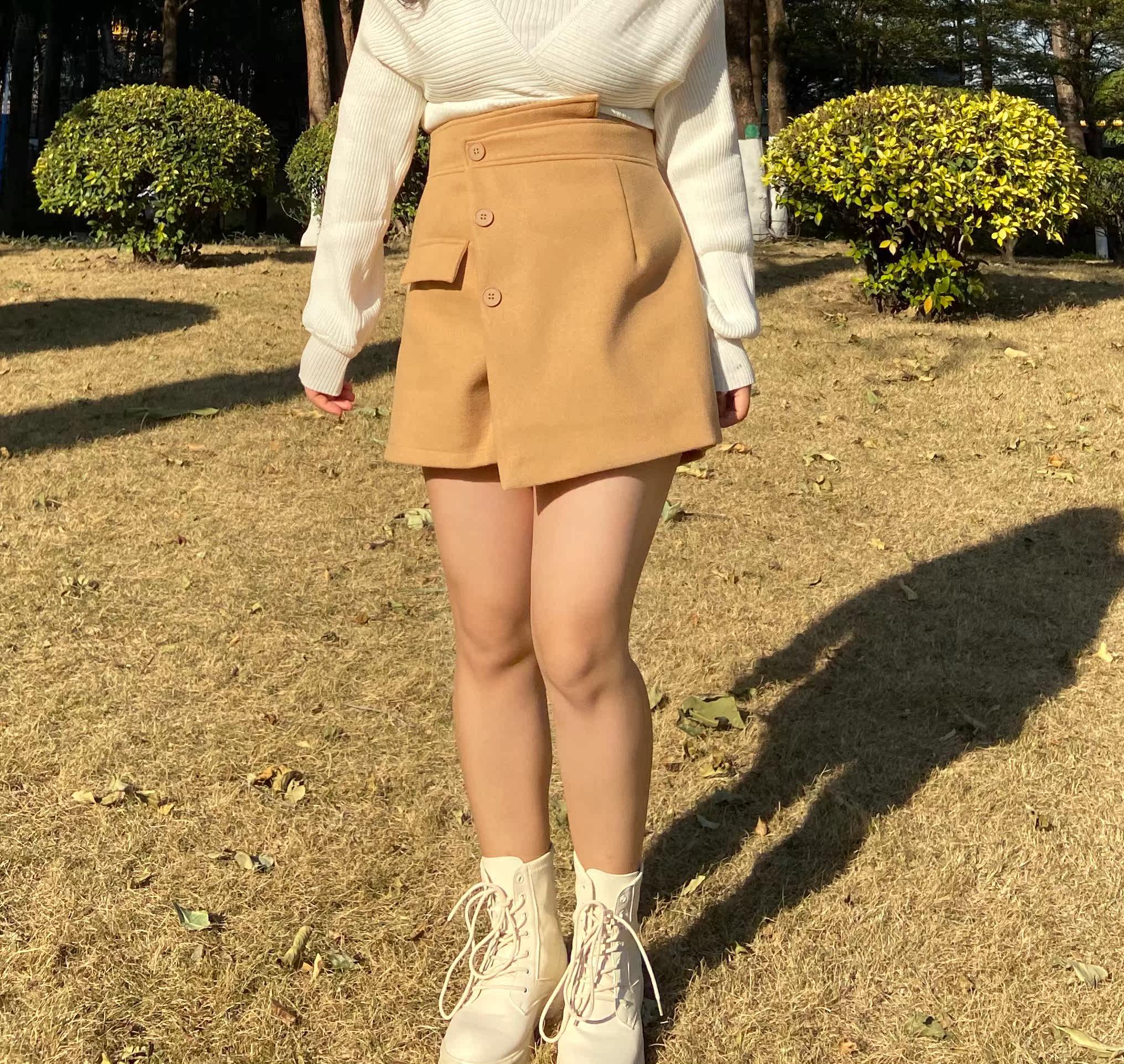 DEMA小德玛毛呢半身裙配毛衣a字裙百褶裙不规则高腰短裤微胖显瘦|ruв категории Женская одежда, юбка - от Buy2taobao.com для оказания профессиональной услуги покупки агента Taobao