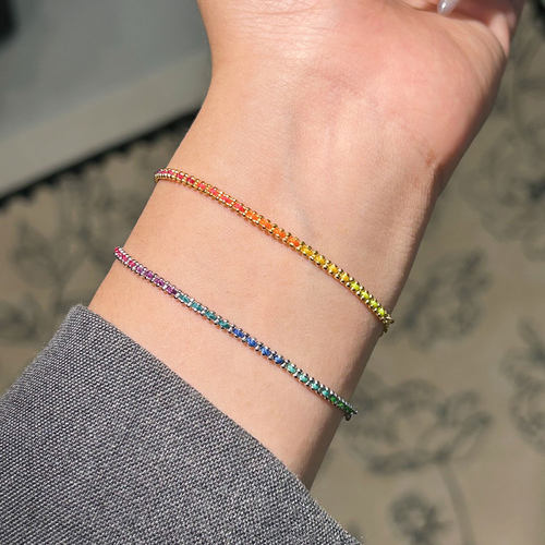 本命年18K法国小红绳彩虹色手链