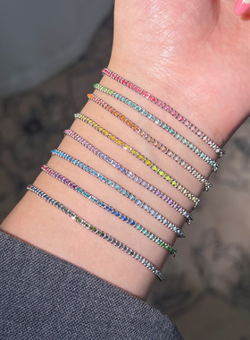 本命年18K小红绳彩虹色编制珠珠彩绳系列手链女情侣幸运手绳渐变