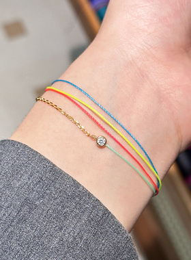 HOUHOU四绳纯银法国巴黎红绳手链