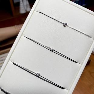 现货纯手工编织圆钻pure小红绳三绳情侣手链转运ins925银黑色手绳