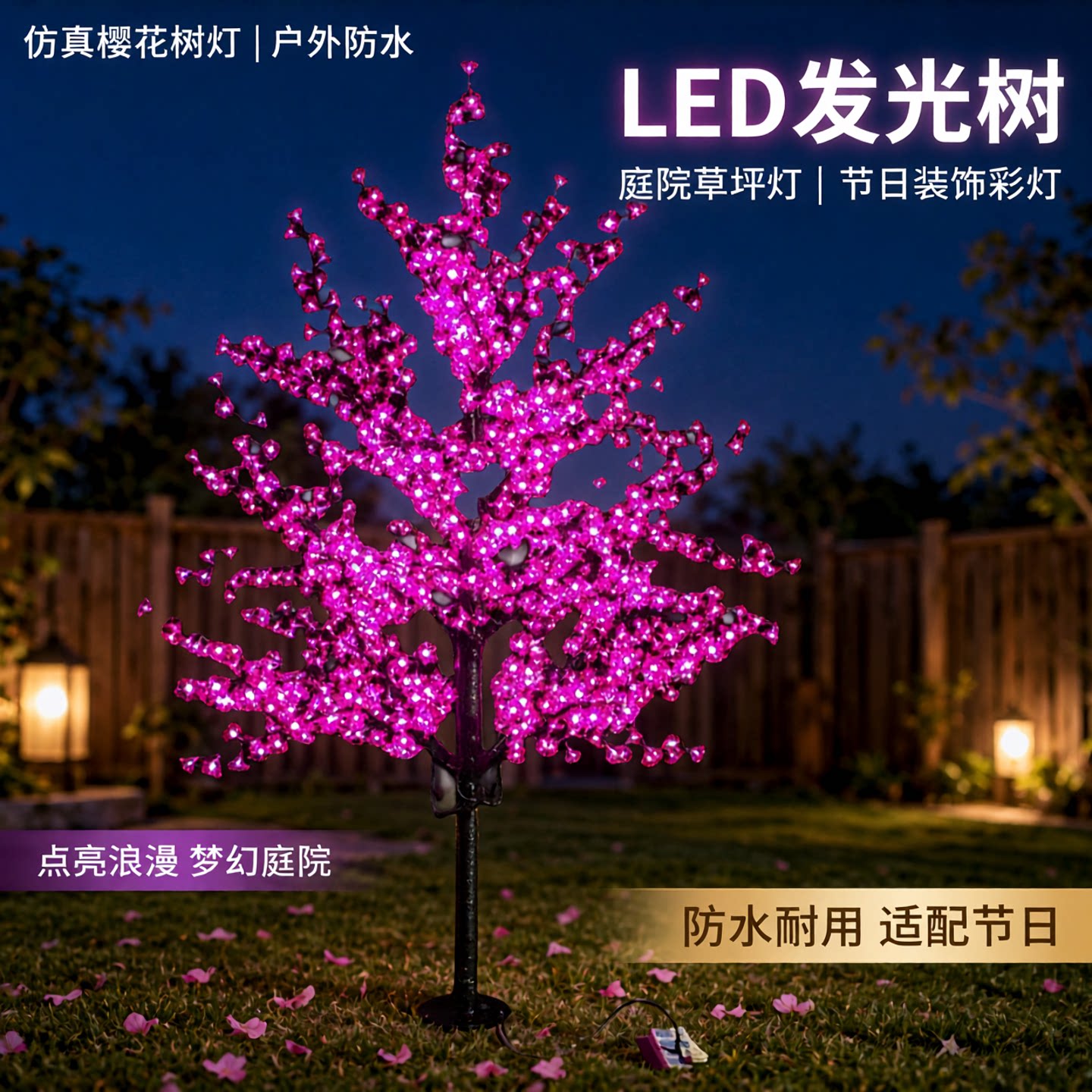 仿真樱花树灯led发光树 户外防水景观庭院树灯草坪灯节日装饰彩灯