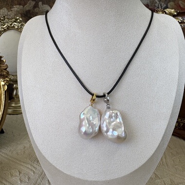 天然异形小众S925纯银极粉光炫彩鱼尾巴洛克珍珠吊坠项链毛衣链