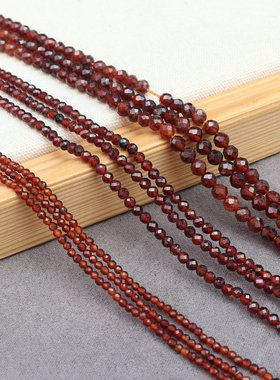 天然橙色石榴石刻足球面散珠 切面半成品圆珠 DIY手工饰品配件