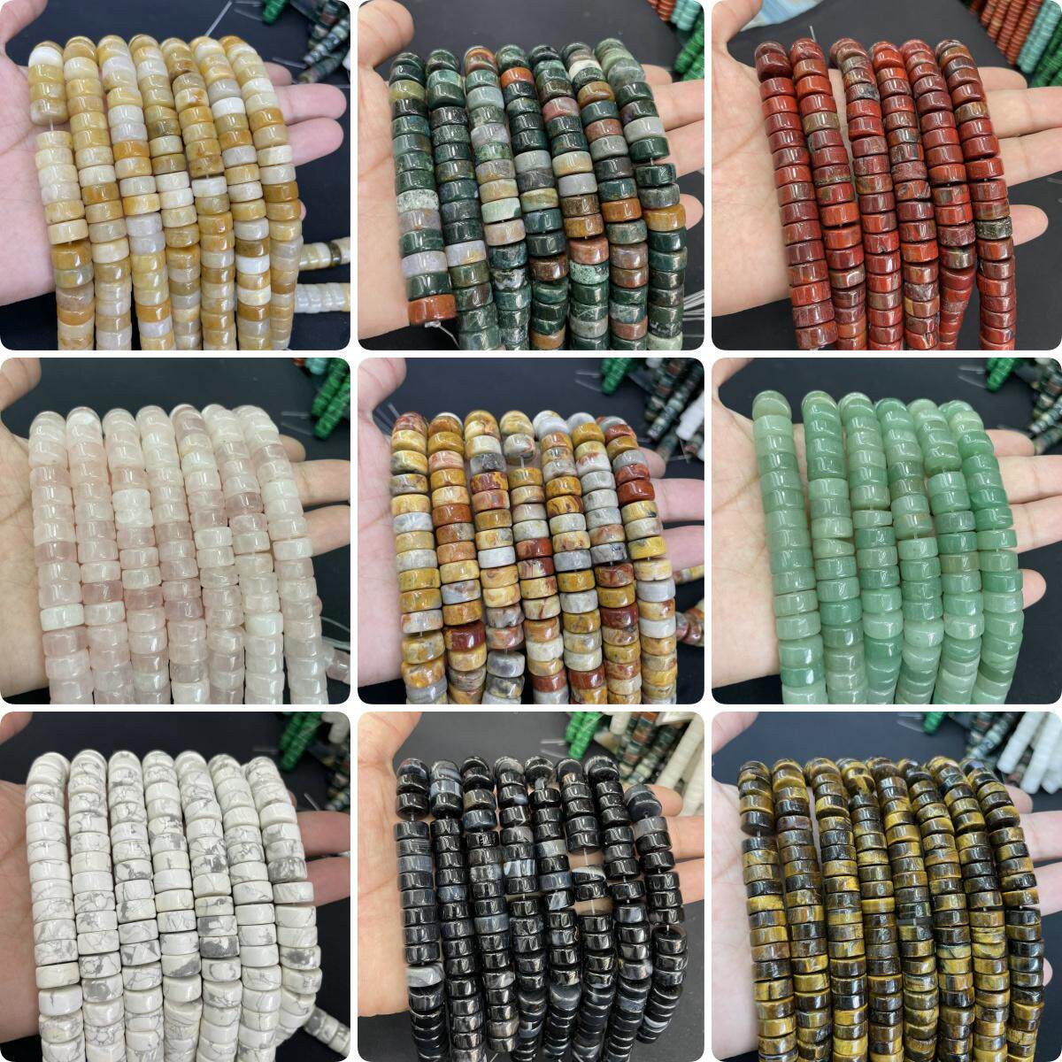 6*12mm东陵玉虎眼石松石隔片圆片珠 DIY手链饰品配件项链服装辅料