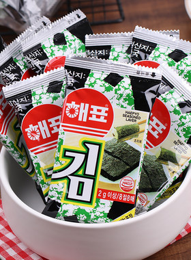 韩国进口海牌海苔2gx6包 原味拌饭寿司即食烤紫菜海苔片休闲零食