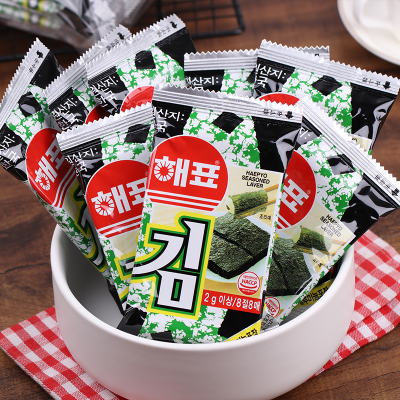 韩国进口海牌海苔2gx6包 原味拌饭寿司即食烤紫菜海苔片休闲零食