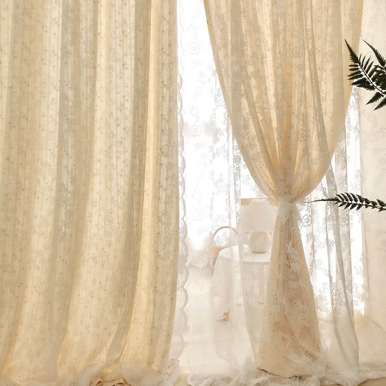 思幔米黄色棉质窗帘美式田园