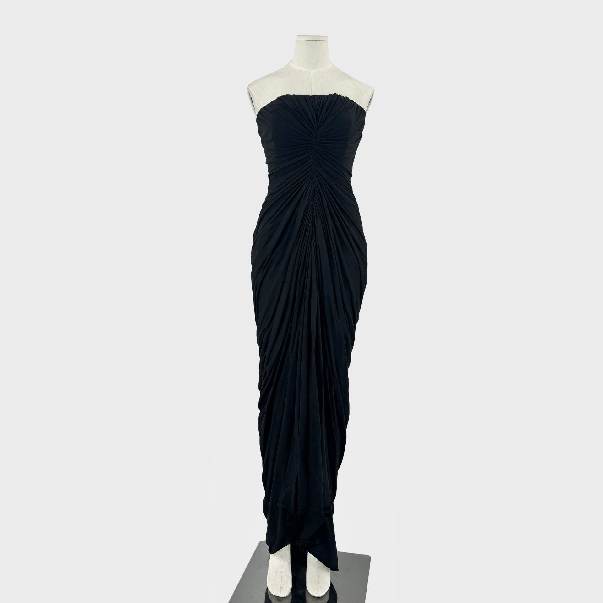 thumbnail for Dark RO style new draped pleated maxi skirt tight bandeau backless dress long one-shoulder dress skirt women