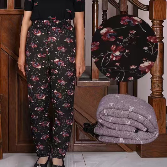 妈妈冬天特厚棉裤加肥大码200斤婆婆保暖驼绒睡裤女中老年家居裤
