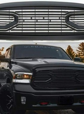 适用道奇公羊皮卡前中网 全黑RAM1500长角号字母车标LED改装灯