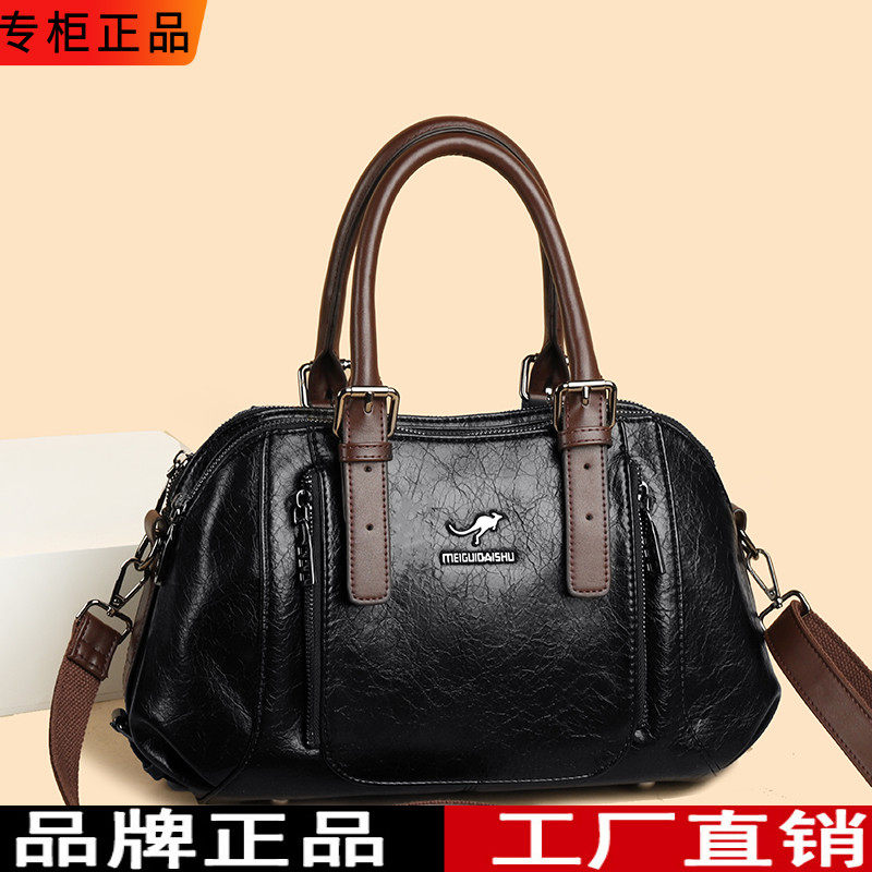 正品真皮牛皮女包包2025新款单肩斜跨手提包百搭大容量托特包大包