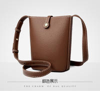 Dihao Kangaroo soft leather women's bag, bucket bag, women's crossbody bag, single-shoulder crossbody bag, fashionable and versatile small bag, mobile phone bag thumbnail 3