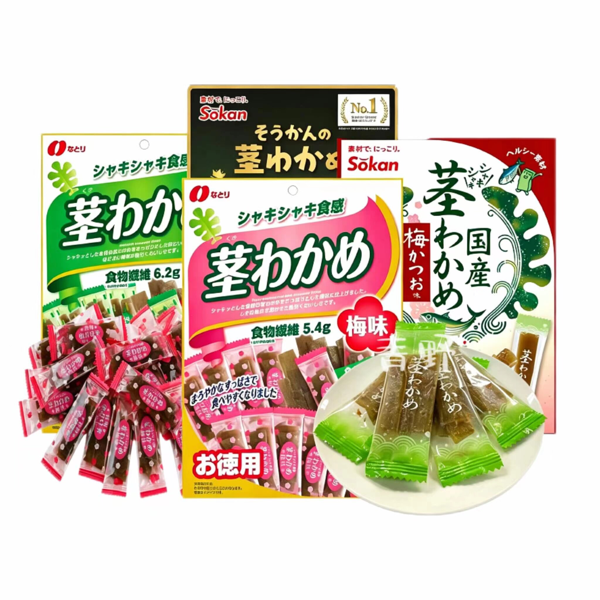 日本直邮那多利海带茎昆布干梅子鲣鱼盐味即食低卡解馋分装小零食