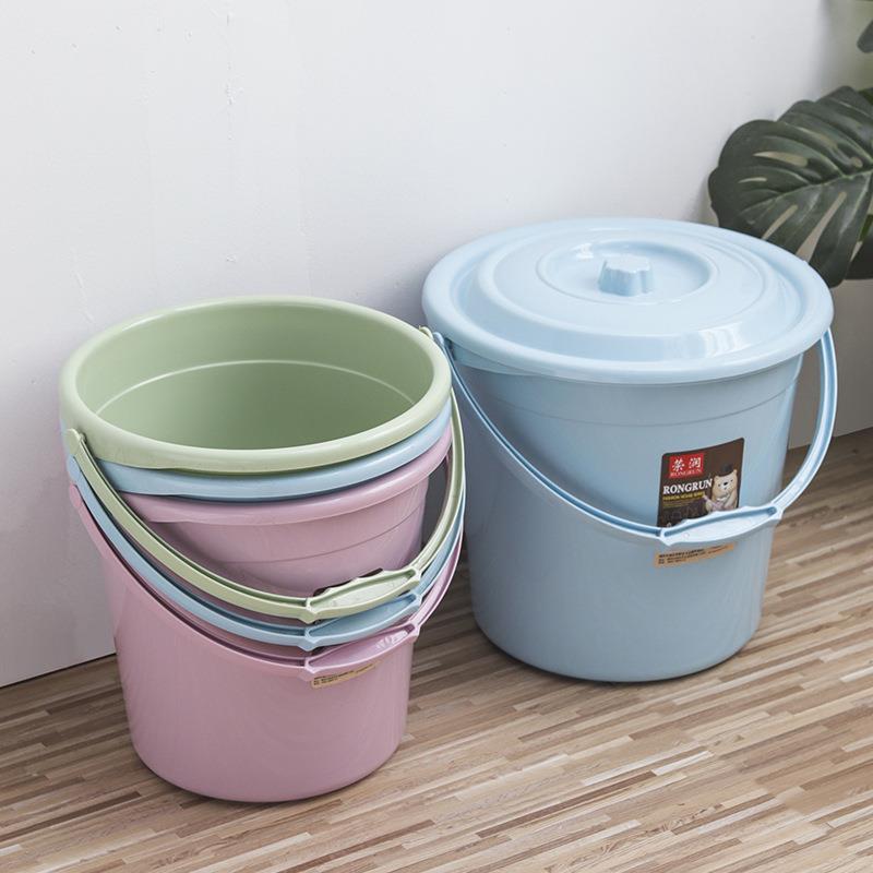 加厚塑料带盖水桶家用手提桶学生宿舍储水桶大容量洗衣桶荣润