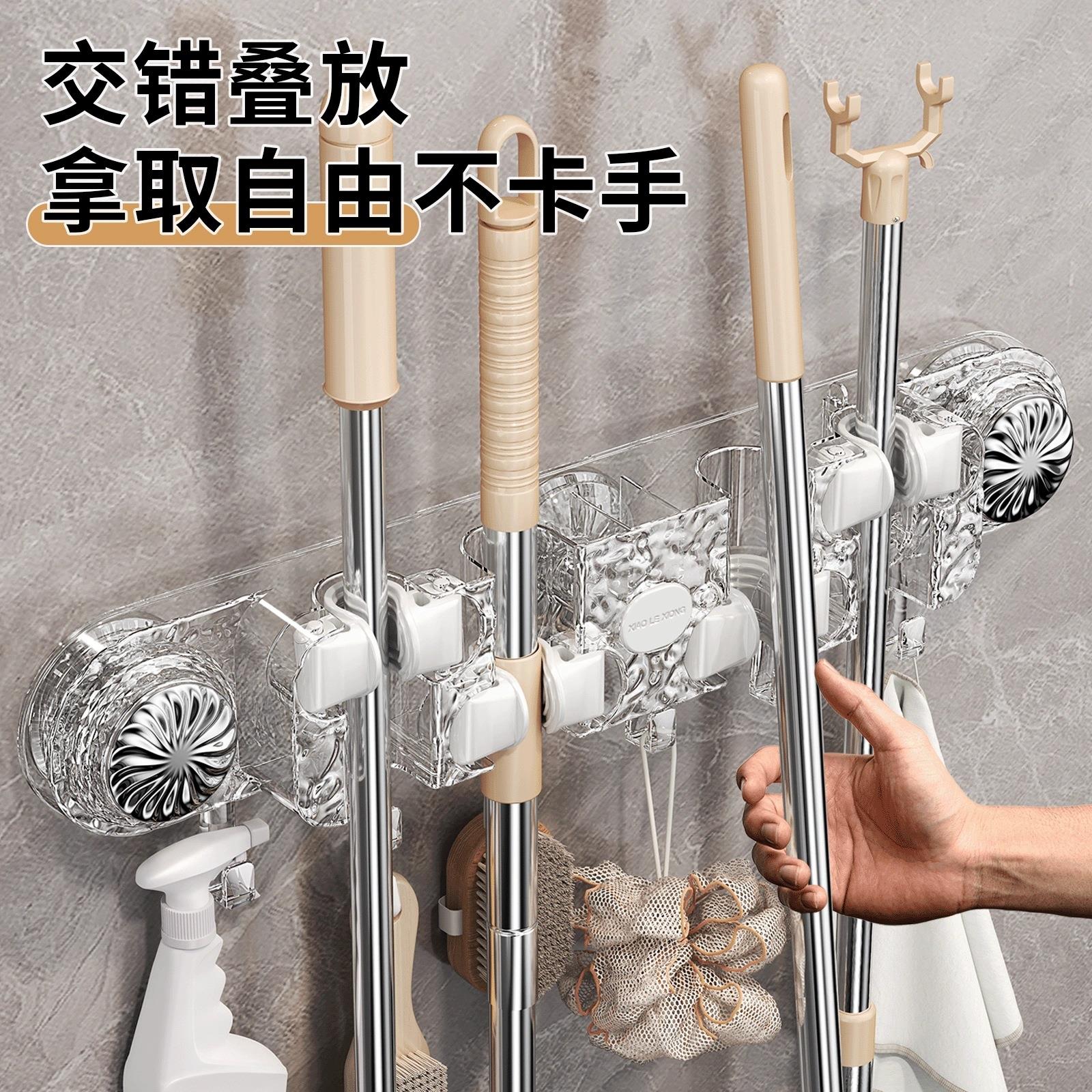 吸盘式拖把架拖布夹固定架吸盘拖把夹拖把壁挂夹挂钩置物架卫生间