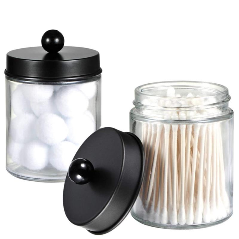 厂家直供透明玻璃瓶圆柱型收纳盒装饰储物罐棉签棉球牙线罐棉球罐