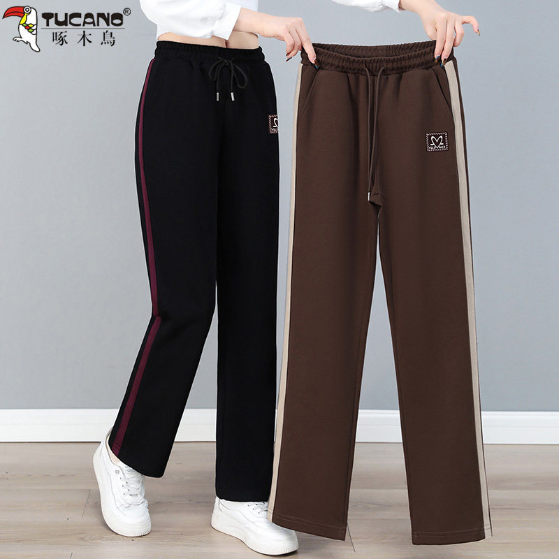 啄木鸟妈妈裤子女款春秋2025新款中年女士运动裤宽松休闲直筒裤