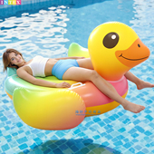 儿童成人水上大黄鸭充气船泳池漂浮玩具坐骑小鸭子浮排游泳圈神器