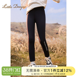 女童字母印花鲨鱼裤一体绒2026新款高弹力儿童高腰加绒加厚打底裤