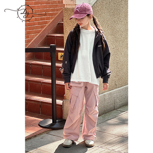 女童卫衣外套2026春季新款截纯色短式上衣儿童户外运动连帽衫春装